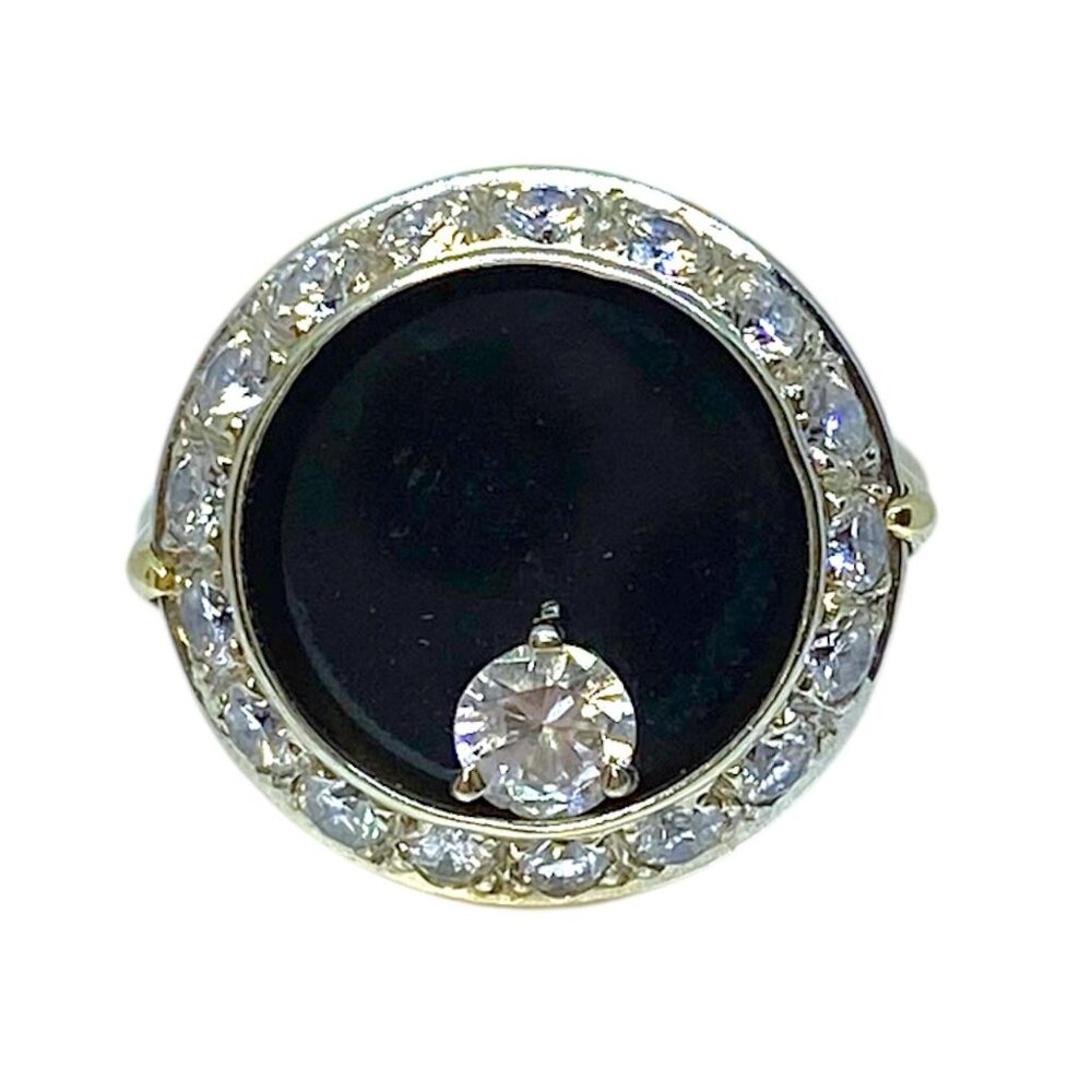 SOLD Vintage Angel Castelo 18K Onyx Diamond Spinner Ring